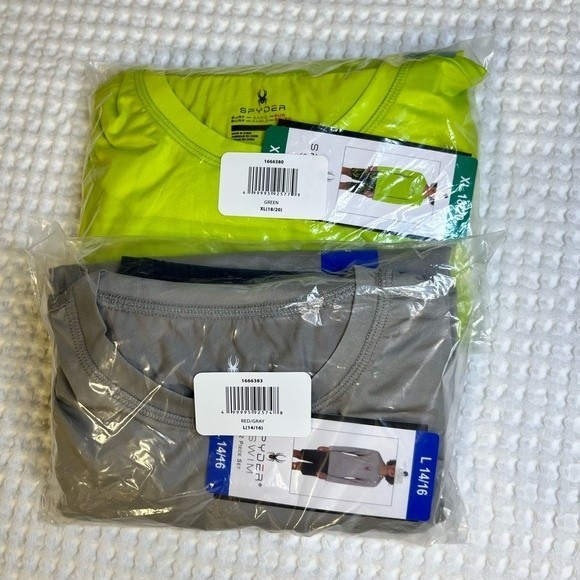 Boys Swim Trunks XL L Green Gray Spyder Youth 2-piece Swim 2 Set UPF 30 Swim - Picture 8 of 13